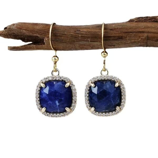 "Gemstone Square Earrings, Handcrafted with Zircon Embellishments"
