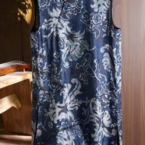 Summer women's sleeveless vest silk print Chinese knot button