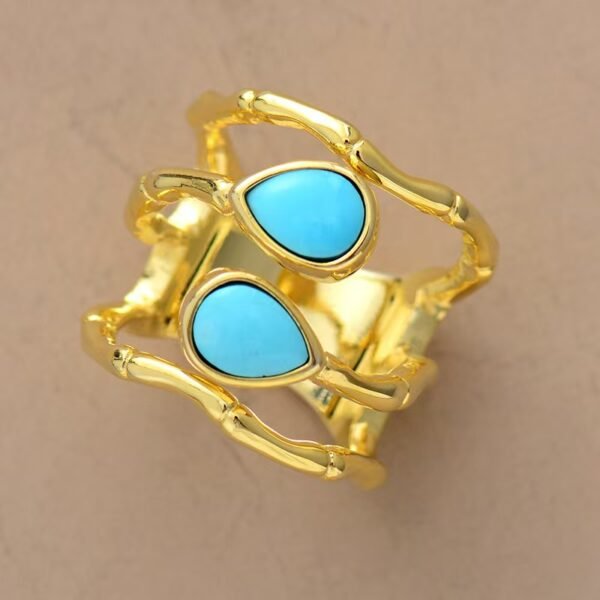 Plated Golden Bone Turquoise Ring